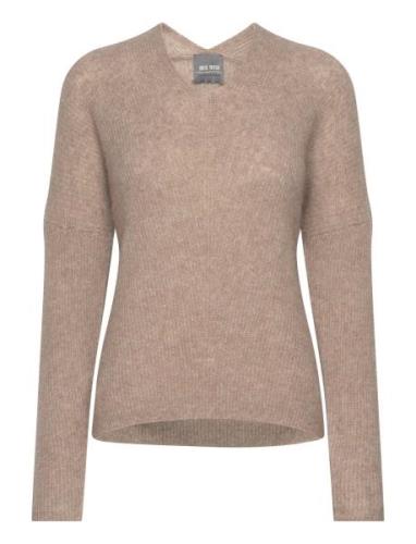 Mmthora V-Neck Knit Tops Knitwear Jumpers Brown MOS MOSH