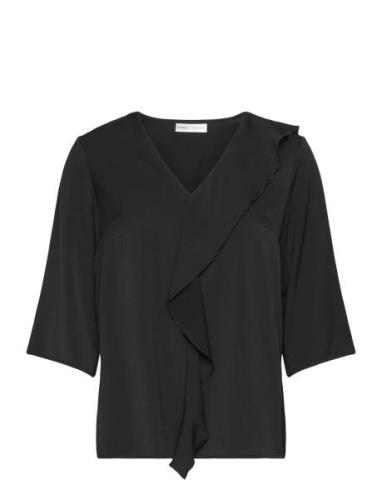 Cadenzaiw Blouse Tops Blouses Short-sleeved Black InWear