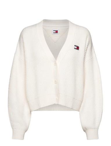 Tjw Essential Badge Cardigan Tops Knitwear Cardigans White Tommy Jeans