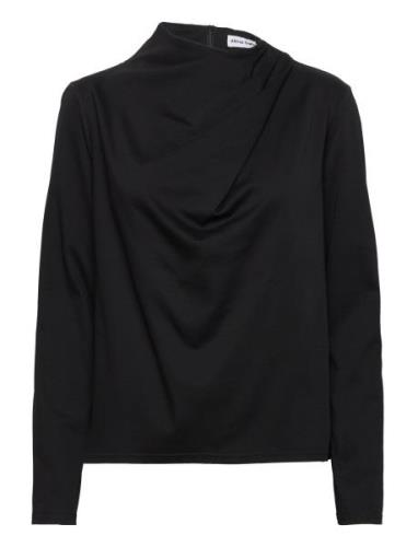 Jade Jersey Blouse Tops Blouses Long-sleeved Black Ahlvar Gallery