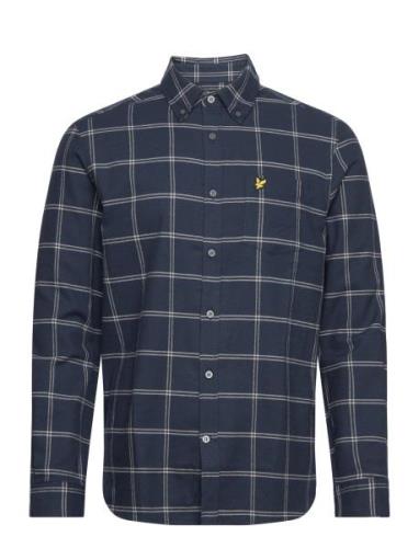 Windowpane Shirt Tops Shirts Casual Navy Lyle & Scott