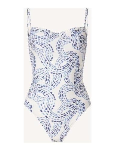 Eva Printed Swimsuit Uimapuku Uima-asut Blue Lexington Clothing