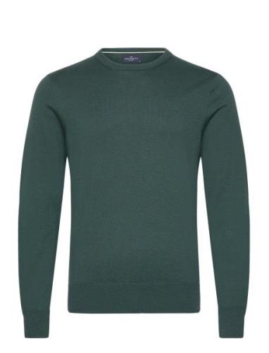 Cotton Silk Crew Tops Knitwear Round Necks Green Hackett London