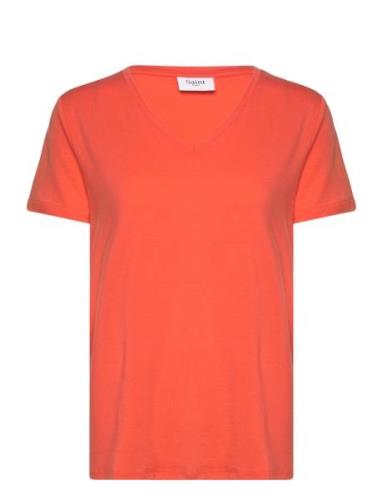 Adeliasz V-N T-Shirt Tops T-shirts & Tops Short-sleeved Orange Saint T...