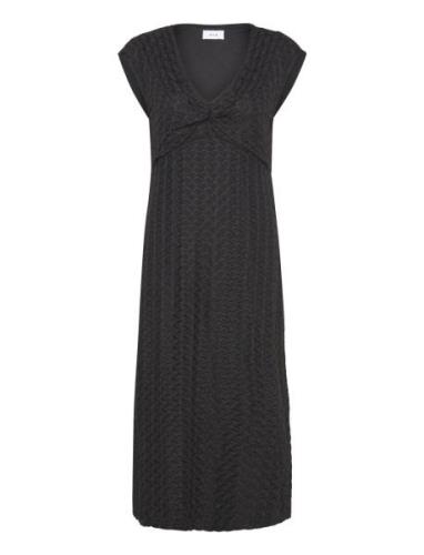 Visolira V-Neck Cap Sleeve Dress Polvipituinen Mekko Black Vila