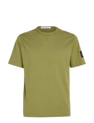 Badge Regular Tee Tops T-shirts Short-sleeved Khaki Green Calvin Klein...