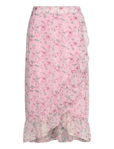 Vmsmilla H/W Wrap Skirt Wvn Ga Polvipituinen Hame Pink Vero Moda