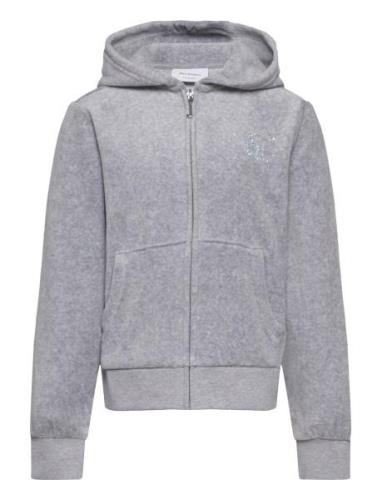 Diamante Velour Zip Thru Hoodie Tops Sweat-shirts & Hoodies Hoodies Gr...