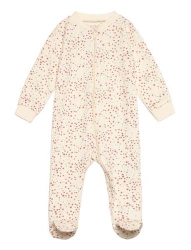 Nightsuit W.zipper A. Foot Pyjama Sie Jumpsuit Haalari Cream Fixoni