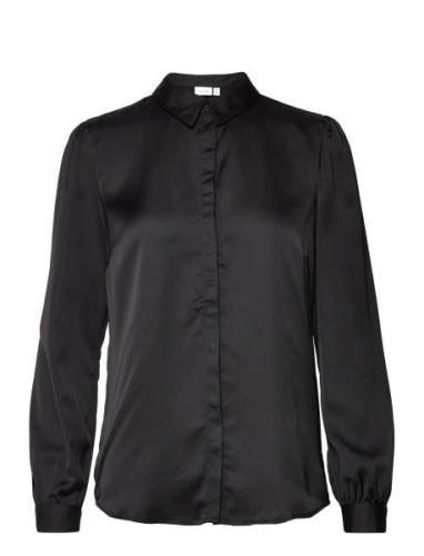 Viellette Satin L/S Shirt - Noos Tops Shirts Long-sleeved Black Vila