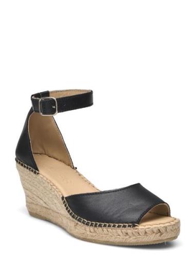 Slfingrid Leather Wedge Espadrilles Kiilakorkokengät Black Selected Fe...