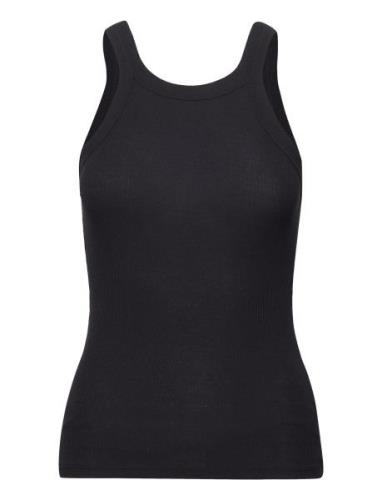 Rib Singlet Tops T-shirts & Tops Sleeveless Black Creative Collective