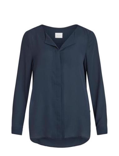 Vilucy L/S Shirt - Noos Tops Blouses Long-sleeved Blue Vila