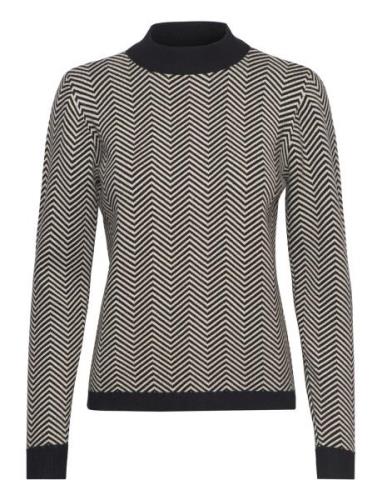 Objray L/S Knit Pullover Aop Noos Tops Knitwear Jumpers Black Object