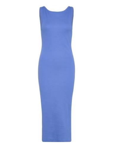 Mschdidina Rasmia Sl Dress Polvipituinen Mekko Blue MSCH Copenhagen