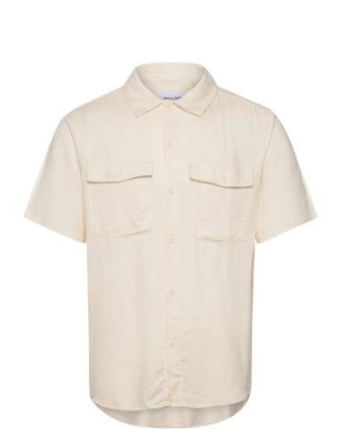 Onskari Ss Shirt Visc Lin 0075 Cs Tops Shirts Short-sleeved Cream ONLY...