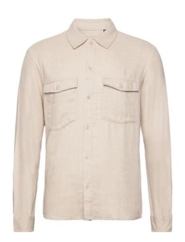 Onskari Ls Shirt Visc Lin 0075 Cs Tops Shirts Casual Cream ONLY & SONS