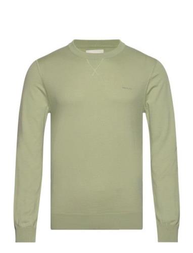 Fine Cotton C-Neck Tops Knitwear Round Necks Green GANT