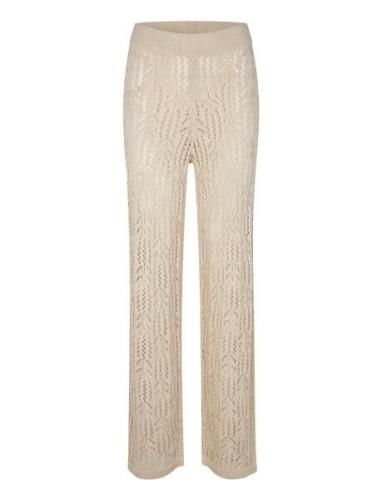 Elleny Knit Trousers Bottoms Trousers Straight Leg Beige Second Female