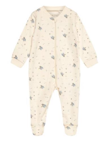 Nightsuit W.zipper A. Foot Pyjama Sie Jumpsuit Haalari Cream Fixoni