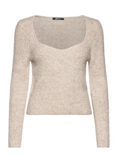 Knitted Top Tops Knitwear Jumpers Beige Gina Tricot