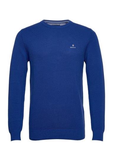 Cotton Pique C-Neck Tops Knitwear Round Necks Blue GANT