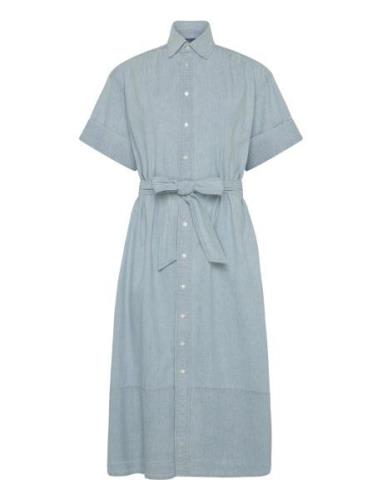 Cotton Chambray Shirtdress Polvipituinen Mekko Blue Polo Ralph Lauren