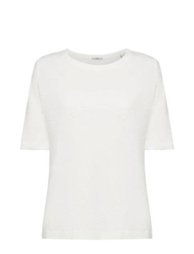 Linen Blend T-Shirt Tops T-shirts Short-sleeved White Esprit Casual