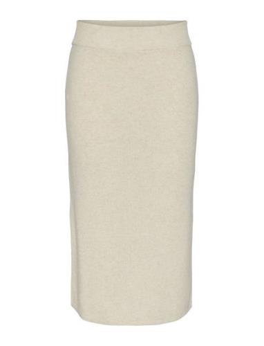 Yasassi Hw Midi Knit Skirt S. Noos Polvipituinen Hame White YAS