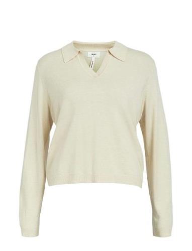 Objthess L/S V-Neck Knit Polo Noos Tops Knitwear Jumpers Cream Object