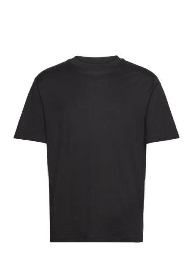 Mercerised Slim-Fit T-Shirt Tops T-shirts Short-sleeved Black Mango