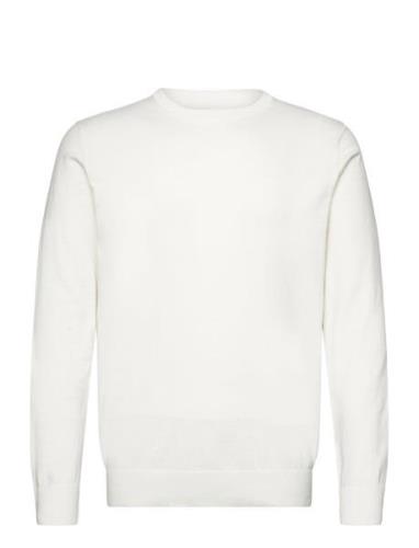 Knitted O-Neck Sweater Tops Knitwear Round Necks White Lindbergh