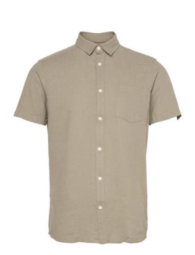 Sdallan Ss Sh Tops Shirts Short-sleeved Beige Solid