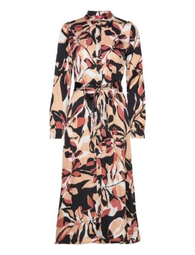 Patterned Satin Dress Polvipituinen Mekko Beige Esprit Collection