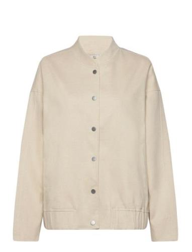 Linen Blend Bomber Jacket Bombertakki Beige Gina Tricot