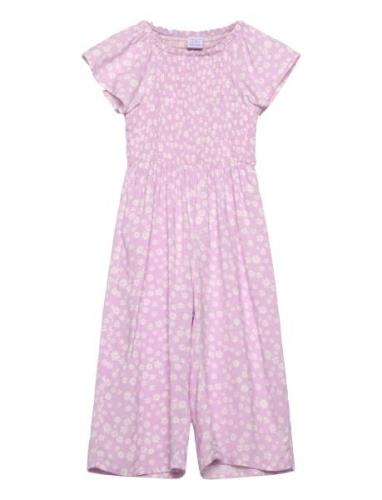 Jumpsuit With Smock And Aop Jumpsuit Haalari Pink Lindex