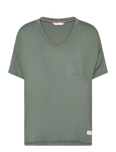 Ss Tee V Neck Toppi Green Tommy Hilfiger