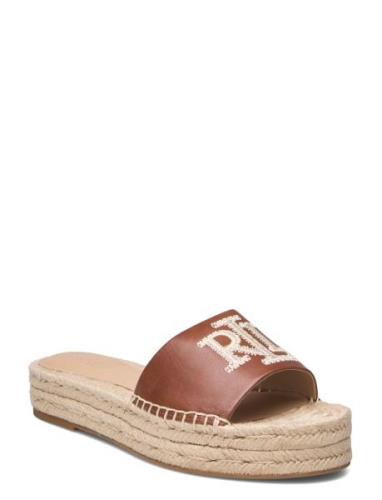 Polly Burnished Leather Espadrille Matalat Sandaalit Espadrillot Brown...