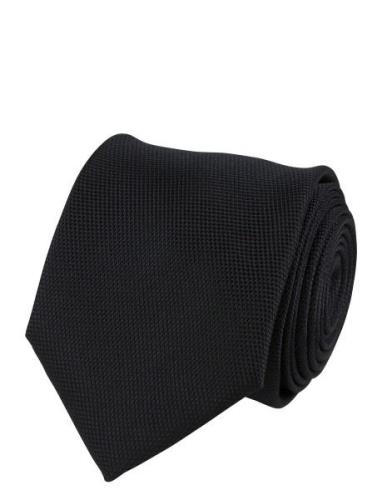 Polyester Tie Solid Solmio Kravatti Black Portia 1924