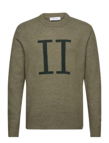 Encore Intarsia Recycled Knit Tops Knitwear Round Necks Khaki Green Le...