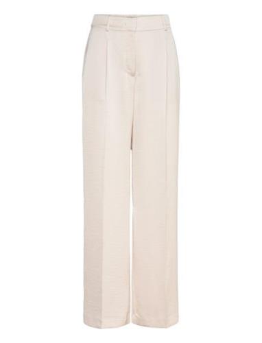 D6Jules Satin Pants Bottoms Trousers Straight Leg Cream Dante6