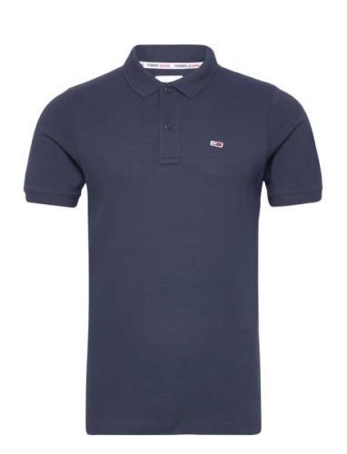 Tjm Slim Placket Polo Tops Polos Short-sleeved Navy Tommy Jeans