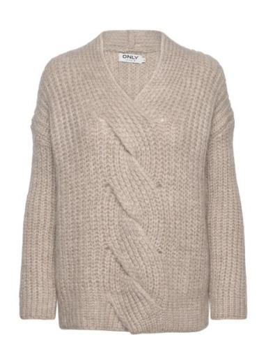 Onltreccia Ls V-Neck Knt Tops Knitwear Jumpers Beige ONLY