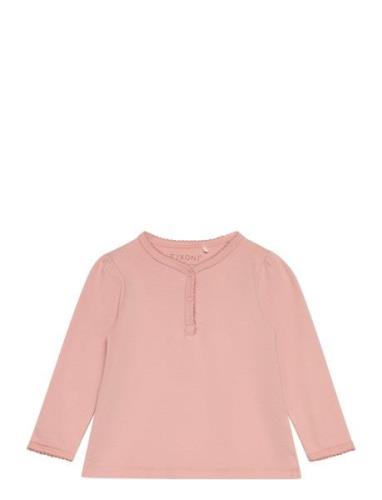 Blouse Ls - Solid Tops T-shirts Long-sleeved T-shirts Pink Fixoni