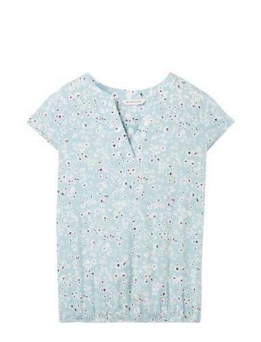 Blouse Printed Tops Blouses Short-sleeved Blue Tom Tailor