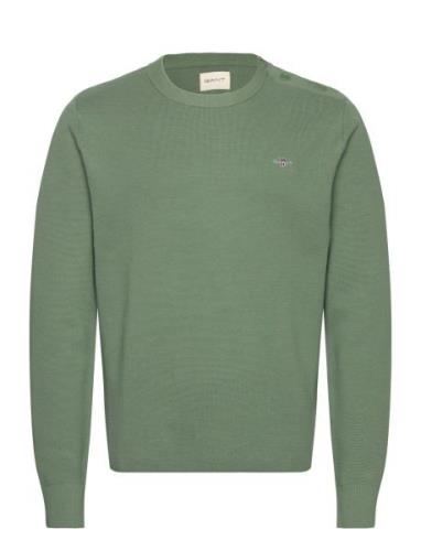 Milano Knit Cotton Butt D C-Neck Tops Knitwear Round Necks Green GANT