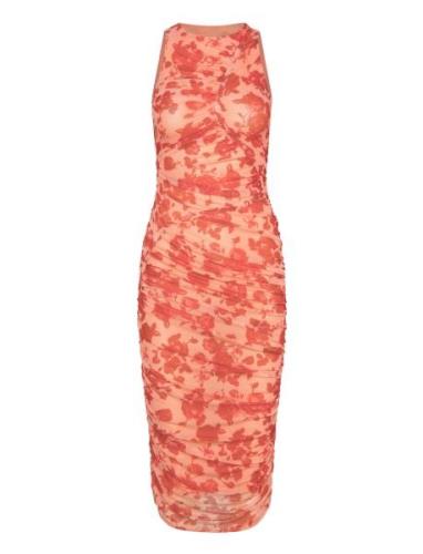 Felicia Mesh Midi Dress Polvipituinen Mekko Red Bardot