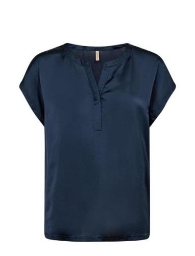 Sc-Thilde Tops Blouses Short-sleeved Navy Soyaconcept