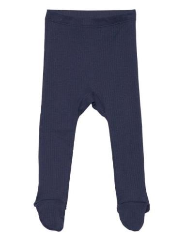 Baby Rib Tights W. Feet Bottoms Trousers Navy Copenhagen Colors