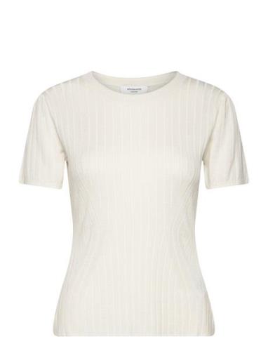 Knit T-Shirt Tops T-shirts & Tops Short-sleeved Cream Rosemunde